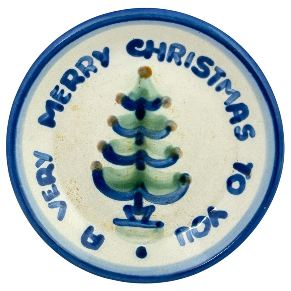 M.A. Hadley A VERY MERRY CHRISTMAS TO‎ YOU Coaster Small Plate Pottery 4" USA